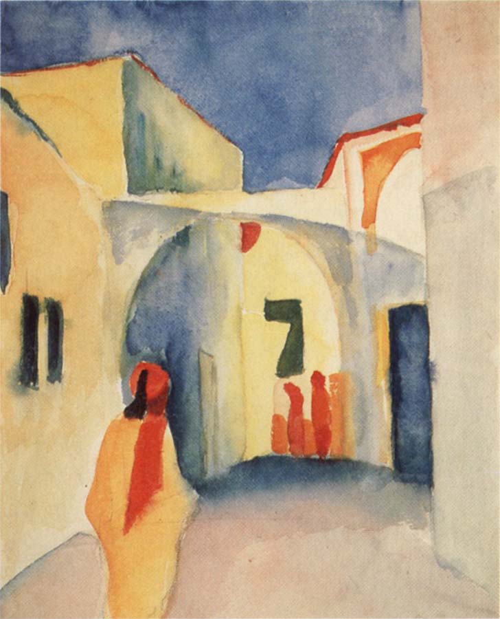 August Macke Bilck in eine Gasse in Tunis